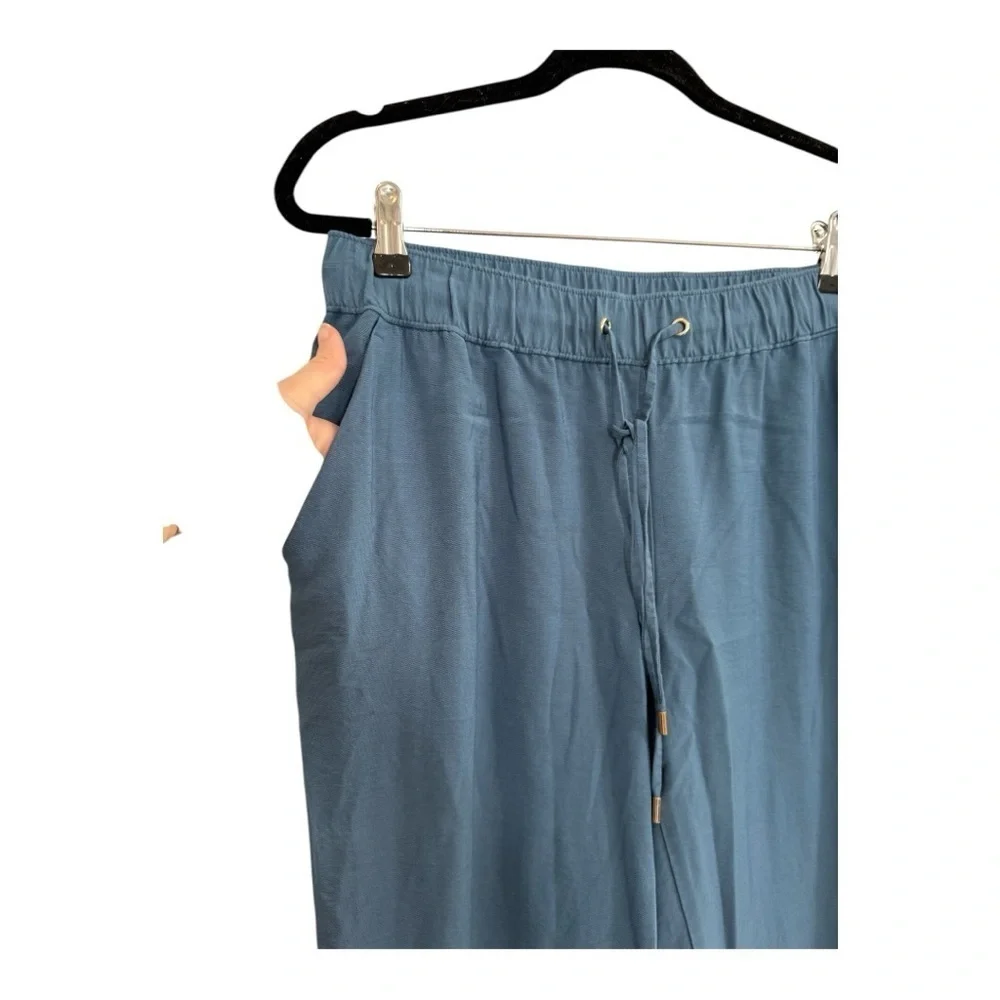 Loft Pull On Straight Leg Pants Blue Rayon Blend Size Medium